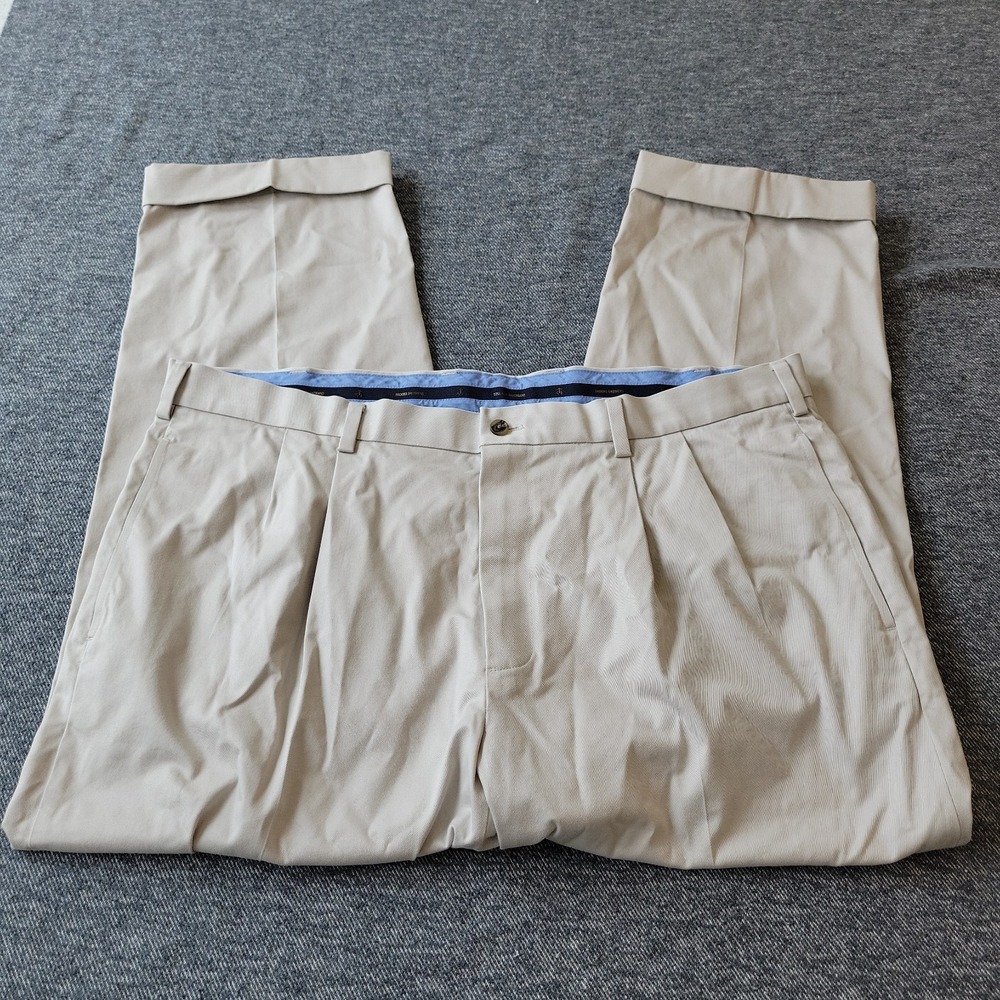 Brooks Brothers Advantage Chino Elliot Pants Mens 42x32 (42x28) Beige Flat Front